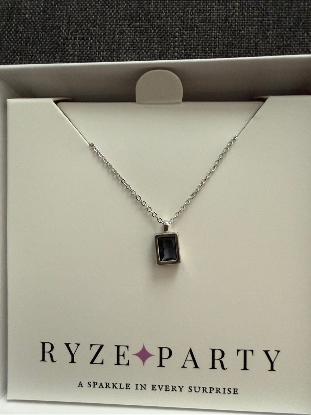 Ryze Party sterling Silver Necklace with Black Gem Pendant